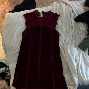 Lulu's Burgundy Lace Mini Dress